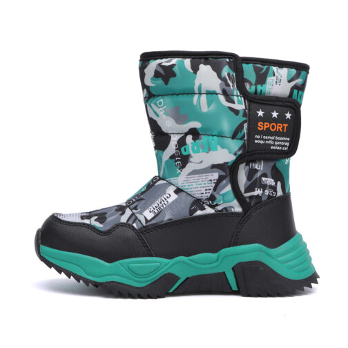 Kids Snow Boots Boys Girls Easy-On Winter Shoes