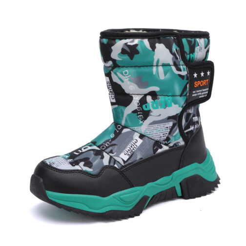 Kids Snow Boots Boys Girls Easy-On Winter Shoes