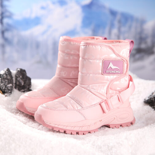 Kids Snow Boots Girls Boys Easy-Fit Winter Shoes