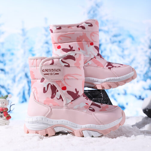 Kids Snow Boots Girls Boys Fur Lined Winter Shoes